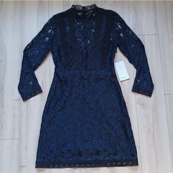 NWT Zara Lace Sheath Navy Black S - Picture 5 of 10